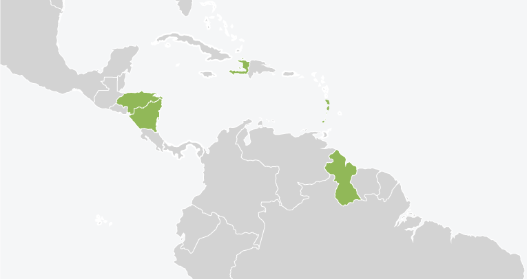 Map of countries where KIX works in Latin America and the Caribbean.