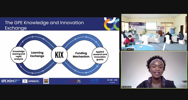 Joy Nafungo del IDRC brindando un resumen general de la iniciativa KIX