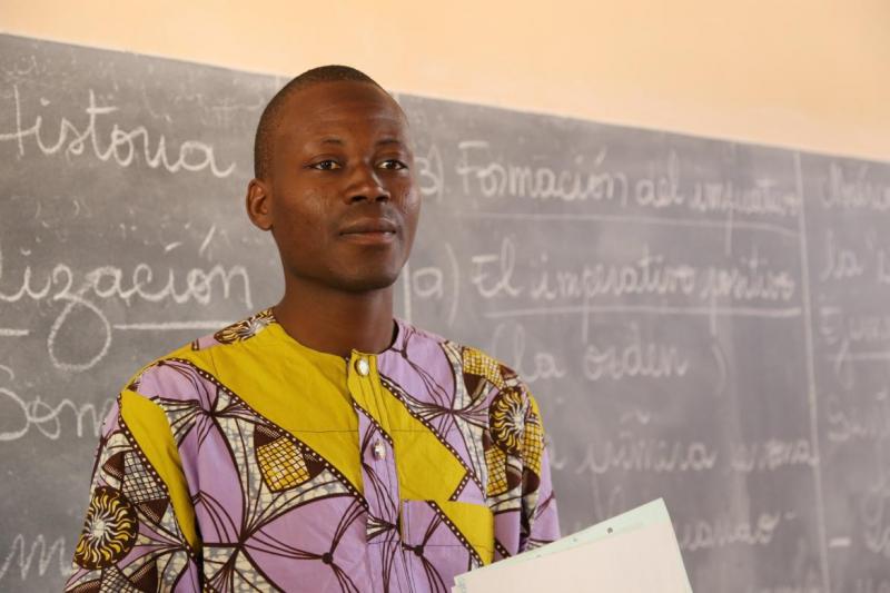 A Spanish teacher at Tchaourou School in Parakou, Benin. The school has 116 teachers and about 1500 students.
